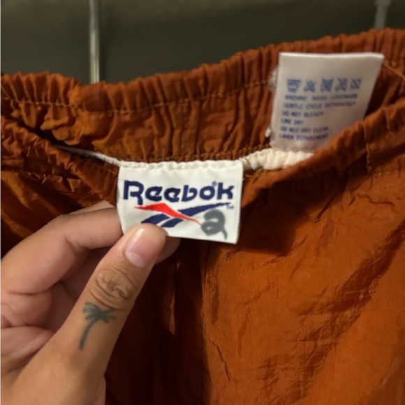 Vintage Reebok Tracksuit Jogger Pants Cotton Lined 1990s Burnt Orange - Picture 2 of 8